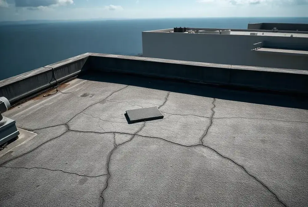 Illustrative untreated weathered concrete roof before treatment